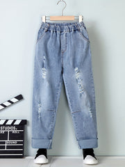 Boys Ripped Jeans Denim Pants Kids Clothes