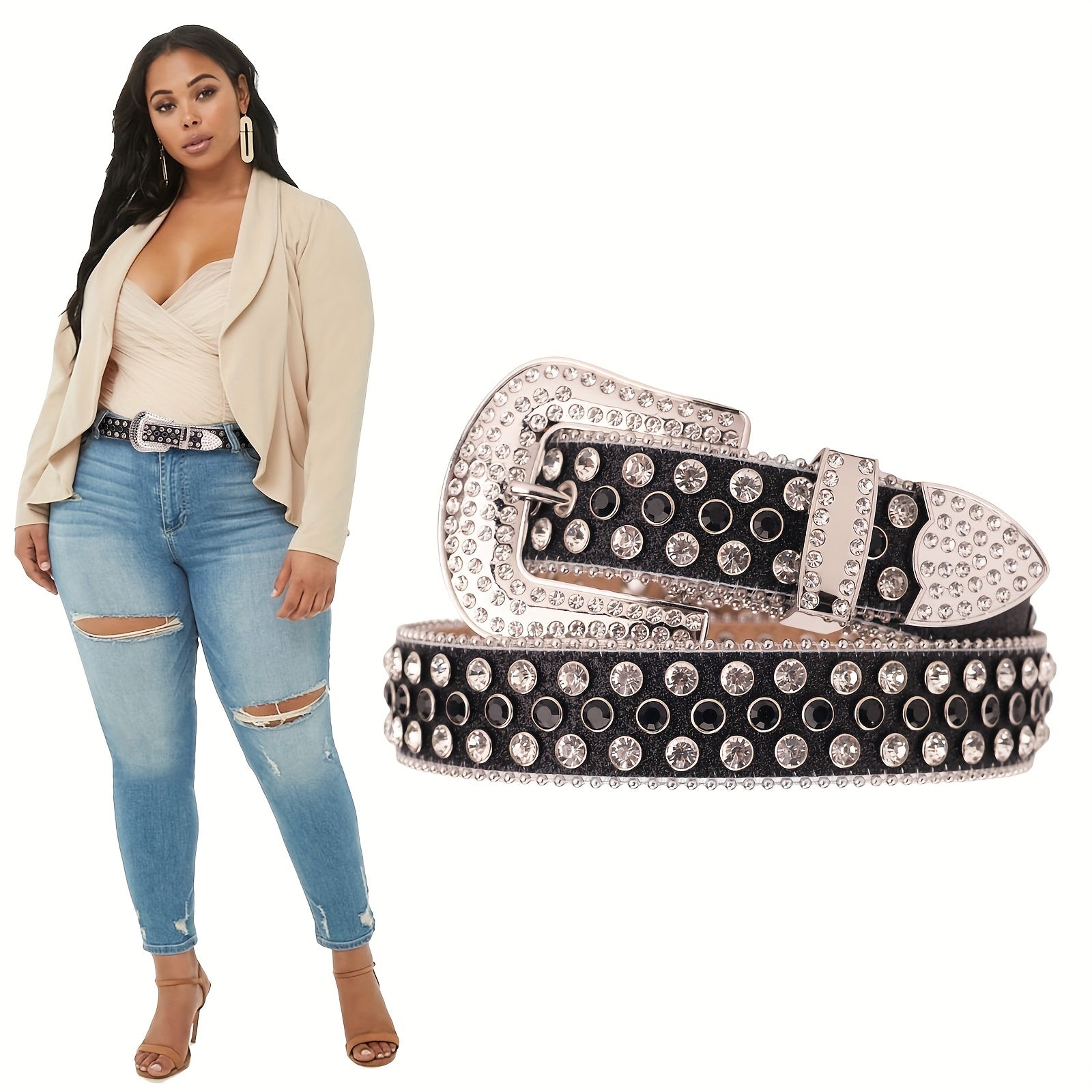 Rhinestone Belt Hip Hop Y2K Western Cowgirl Cowboy Belt