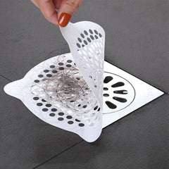 10pcs Disposable Floor Drain Stickers Mesh Shower Drain Covers Hair Catchers