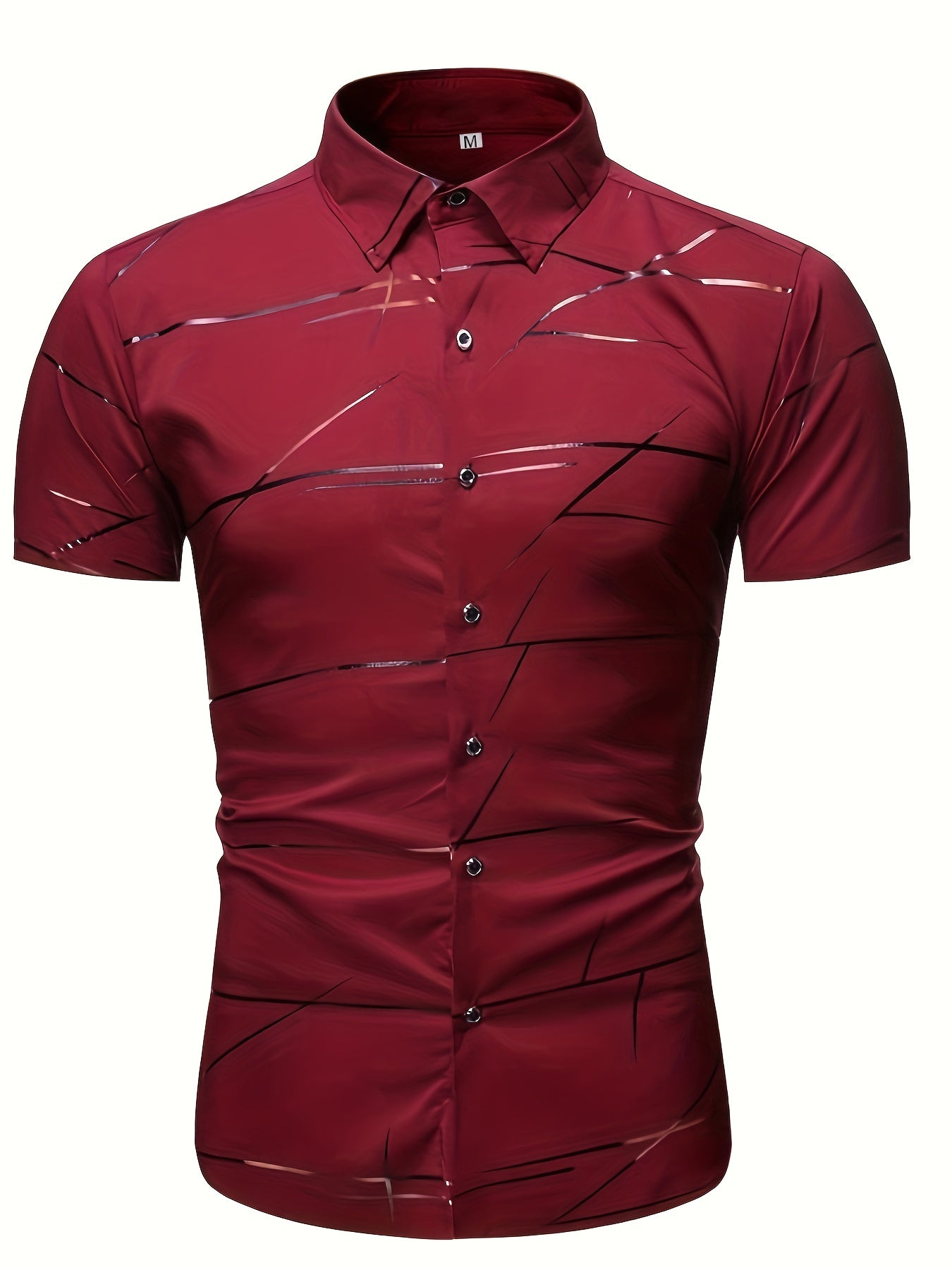 Stripe Print Men's Casual Short Sleeve Shirt