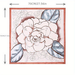 Apricot Flower Bandana Rose Satin Neckerchief Silk Scarf