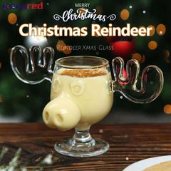 1pc Reindeer Wine Glass 240ml 8.4oz Clear Christmas Decorations