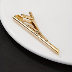 Men's Curved 4 Cut Line Tie Clip Golden