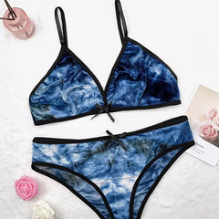 Tie Dye Bow Front Bikini Set Women's Plus Sexy Swimsuit