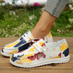 Women's Ripped Canvas Shoes Lace Up Low Top Sneakers