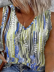Tank Top Women's Colorblock Dot Print V Neck Vest