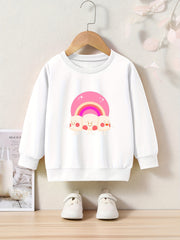 Cartoon Adorable Pattern Print Girls Casual Pullover Sweatshirt