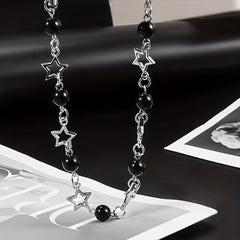 Punk Star & Beads Chain Necklace Y2K Style Jewelry Gift
