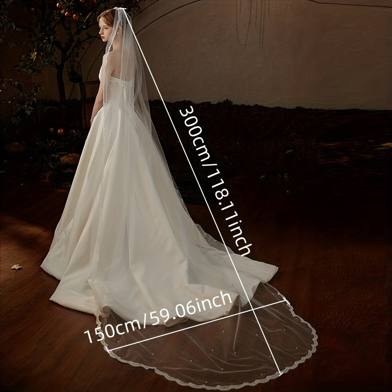 Single Layer Lace Mesh Veil with Comb for Bride