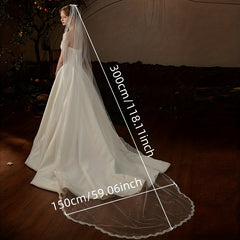 Single Layer Lace Mesh Veil with Comb for Bride