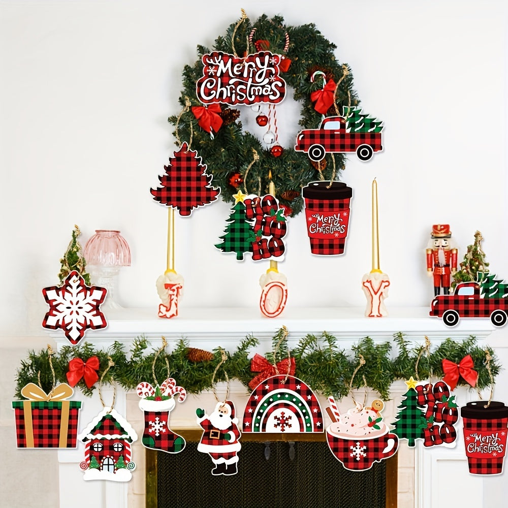 12pcs Christmas Tree Decoration Hanging Sign Christmas Party Home Decoration