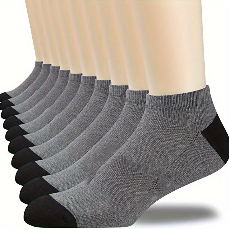 Men's Breathable Block Ankle Socks - 5 Pairs