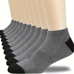 Men's Breathable Block Ankle Socks - 5 Pairs