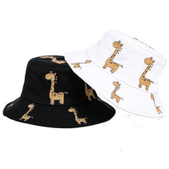 Kids Giraffe Print Bucket Hat Wide Brim Sunshade Cap