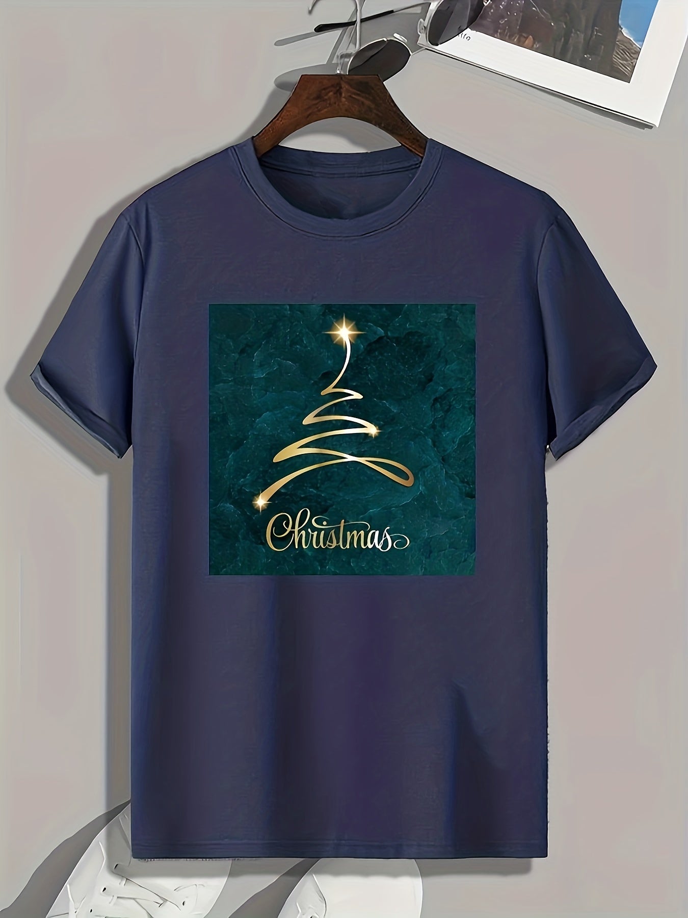 Christmas Light Print Men's Graphic T shirt Casual Comfy Tees For Summer