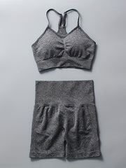 Seamless Yoga Sports Bra & Shorts Set High Stretch Active Wear