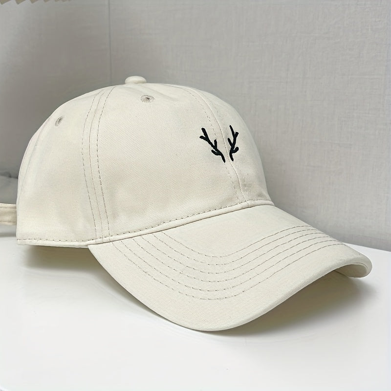 Embroidered Antlers Light Men's Baseball Cap