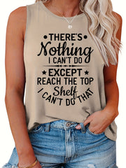 Casual Tank Top Women's Plus Letter Print