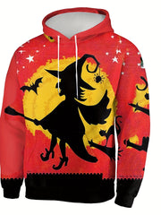 Halloween Print Hoodies Men Graphic Sweatshirt Kangaroo Pocket