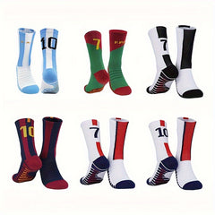 Men's Non-Slip Football Socks Thick Sweat-Absorbing Mid Calf Sports Socks