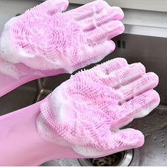 Kitchen Silicone Dishwashing Gloves Waterproof Insulation Magic Gloves