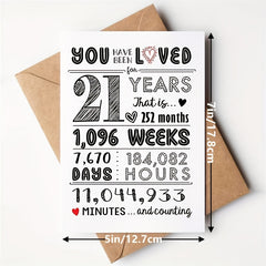 21st Birthday Card for Women - Happy 21st Birthday Decorations - 21 Years Loved