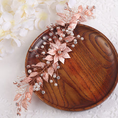 Faux Pearl Leaf Hairband Headband Rhinestone Wedding Hair Accessory