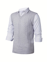 Men's Wool Blend Sleeveless Sweater Vest for Autumn Winter
