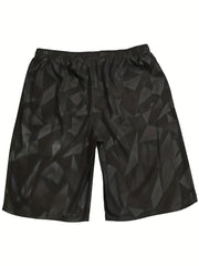 Men's Drawstring Geometry Pattern Sports Shorts