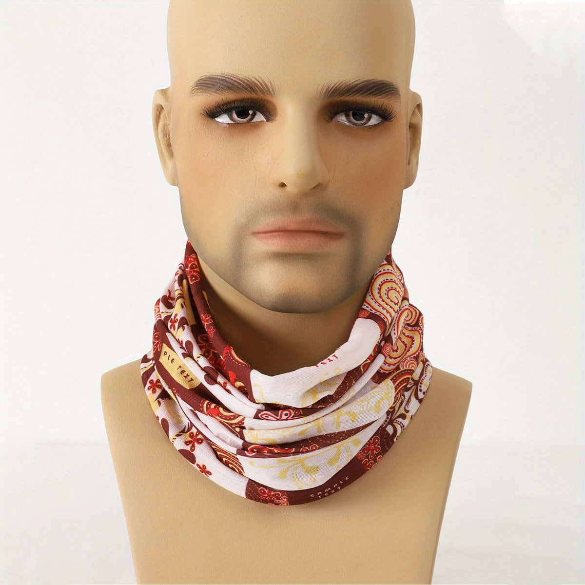 Light Brown Men's Printed Cycling Neck Gaiter
