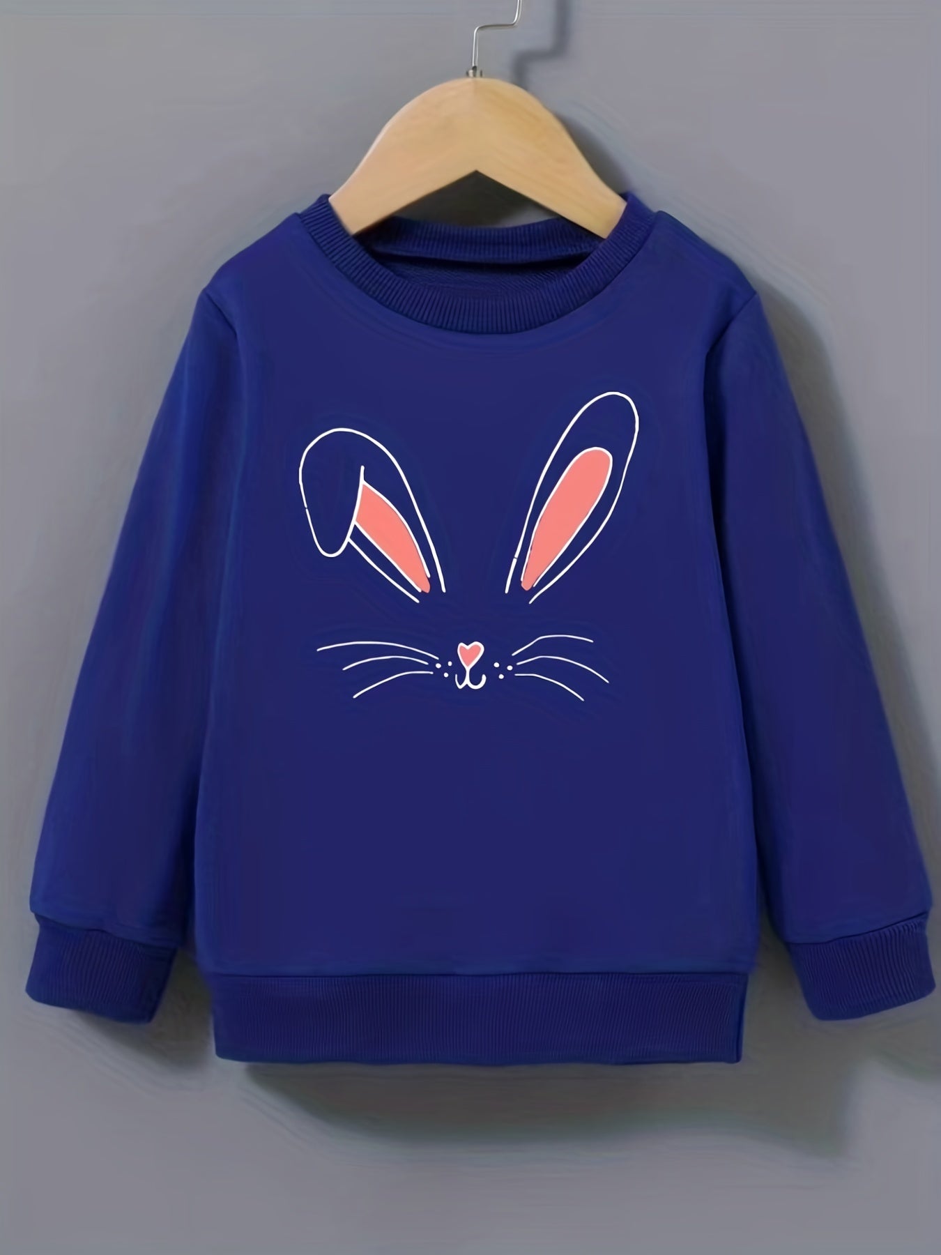 Bunny Ears Pattern Sweatshirt For Girls Round Neck Top Pullovers