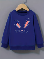 Bunny Ears Pattern Sweatshirt For Girls Round Neck Top Pullovers