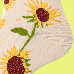 Sunflower Pattern Socks Comfy & Breathable Mid Tube Socks Women's Stockings