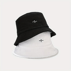 Unisex Sunshade Towel Material Bucket Hat with Division Sign Embroidery