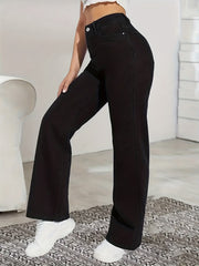 Baggy Straight Jeans Mid Waist Non Stretch Denim Pants Women's Clothing