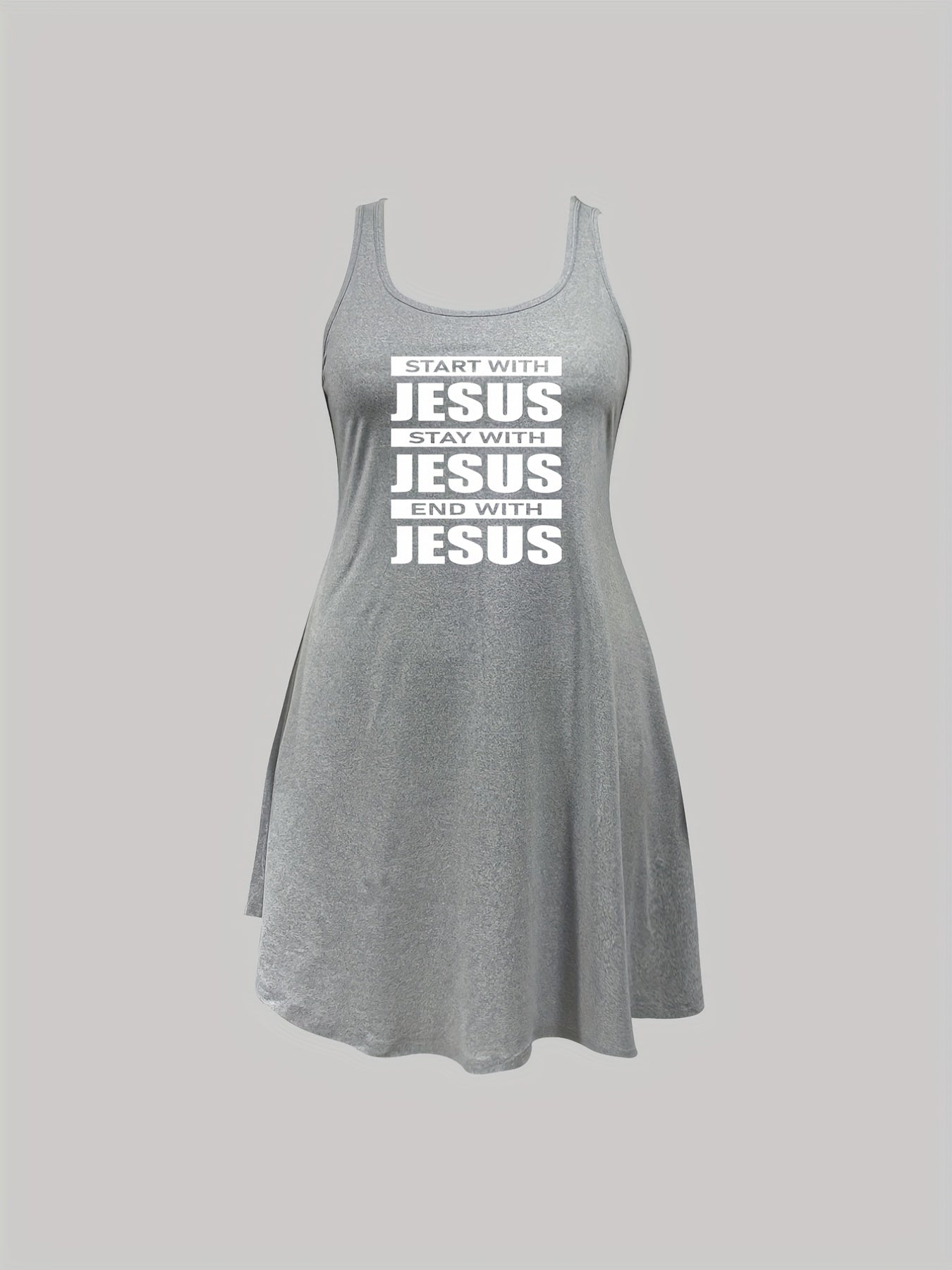 Casual Nightdress Women's Plus Letter Print Tank Sleep Dress