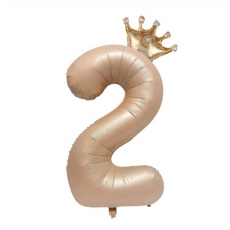 Beige Caramel Number Foil Balloons Set, Birthday Party Wedding Anniversary Decor