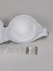 3pcs Solid Push Up Bras with Transparent Straps Women's Lingerie