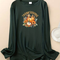 Floral & Pumpkin Print Long Sleeve Lounge Top