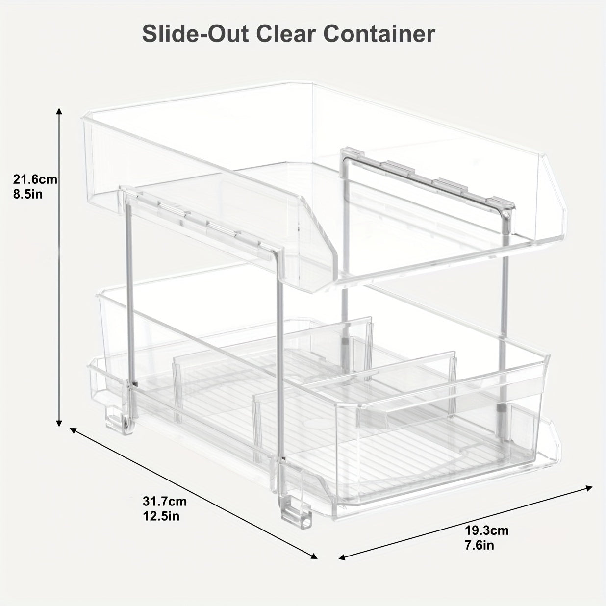 2 Tier Clear Organizer With Dividers Slide Out Storage Container