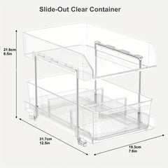 2 Tier Clear Organizer With Dividers Slide Out Storage Container