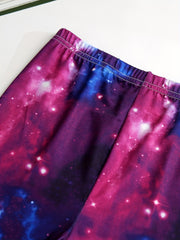 4 Packs Girls Starry Sky Pattern Leggings Stretch Sport Pants
