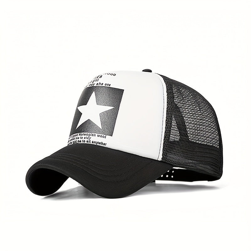 Unisex Mesh Trucker Hat Hip Hop Pentagram Print Baseball Cap
