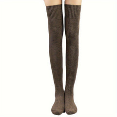 Women's Solid Thigh High Socks Over The Knee Stockings