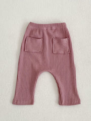 Kids Striped Cotton Long Pants with Pockets for Spring & Autumn