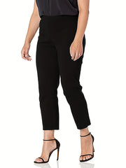 Plus Size Pants Women's Plus Solid Medium Stretch Straight Leg Trousers