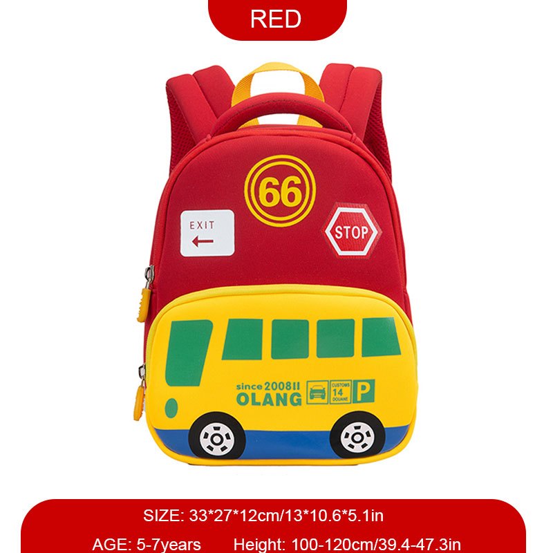 3D Cartoon Car Kids Backpack Anti-lost Schoolbag