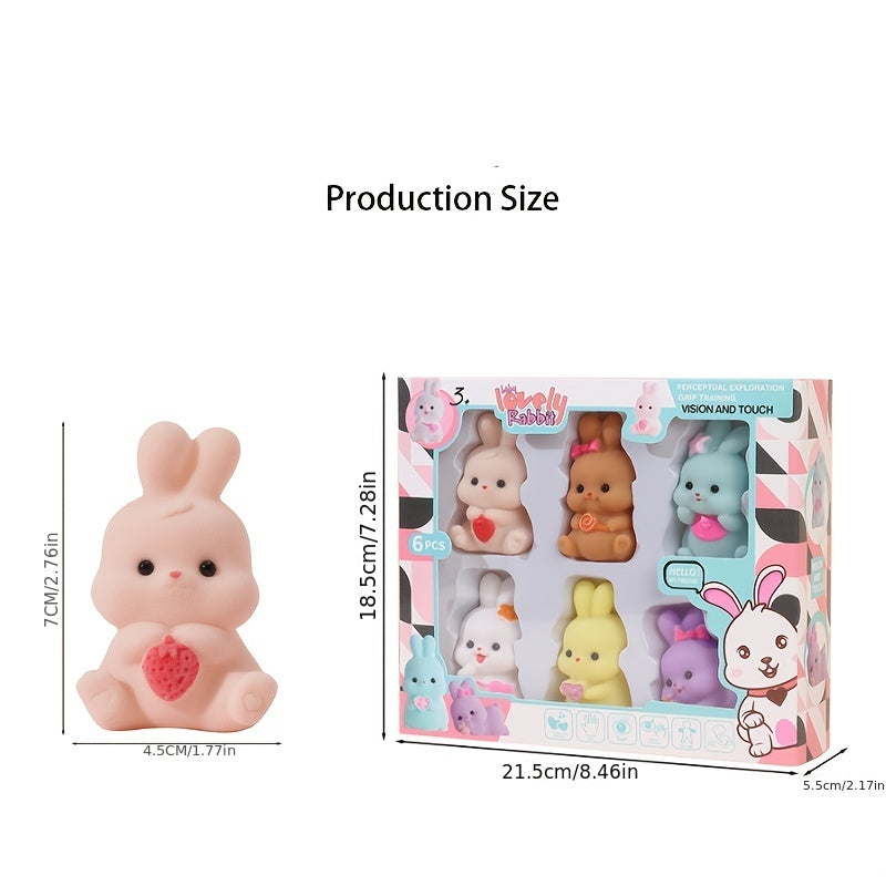 6pcs Easter Bunny Flocking Rabbit Doll Creative Animal Toy Home Decoration