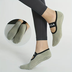 Letter Pattern Backless Yoga Socks with Extra Grips