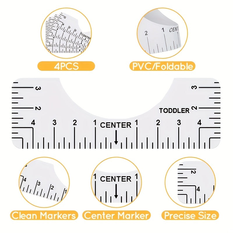 4pcs T Shirt Ruler Guide Heat Press Mats for Vinyl Sublimation